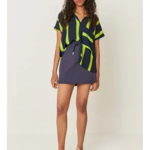 Camisa Azul Rayas Verde Fluor Uma Rayas*SKFK New