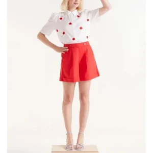 Camisa Manga Corta Blanca Lunares Rojos*Compañía Fantástica Best