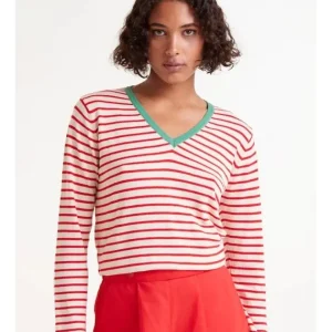 Jersey Pico Punto Rayas Blanco y Rojo Manga Larga*Compañía Fantástica Fashion