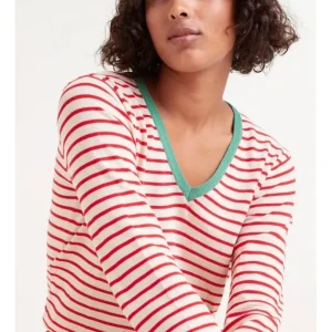 Jersey Pico Punto Rayas Blanco y Rojo Manga Larga*Compañía Fantástica Fashion