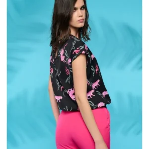 Top Negro Abombado Estampado Tigres Vuelo*Minueto Clearance